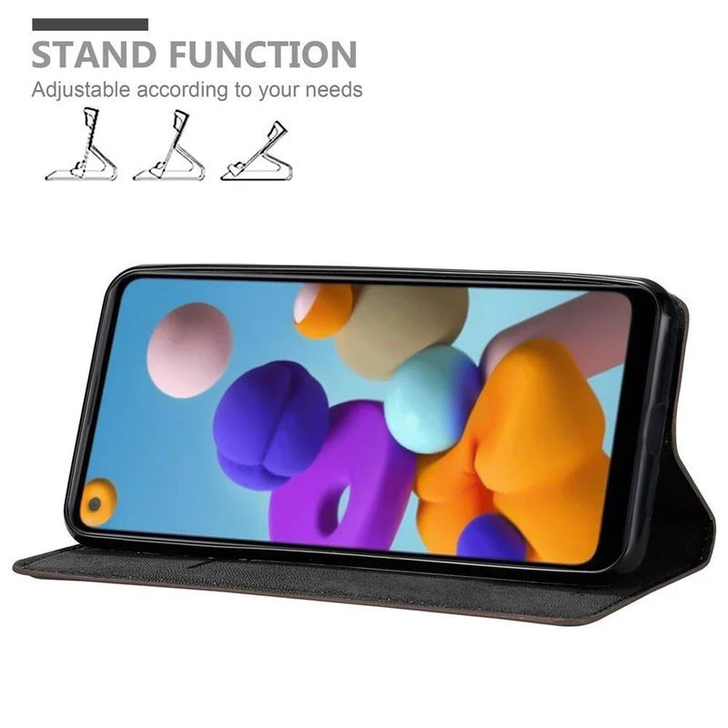Cadorabo Hülle kompatibel mit Samsung Galaxy A21 Schutzhülle mit Magnetverschluss, Standfunktion und Kartenfach