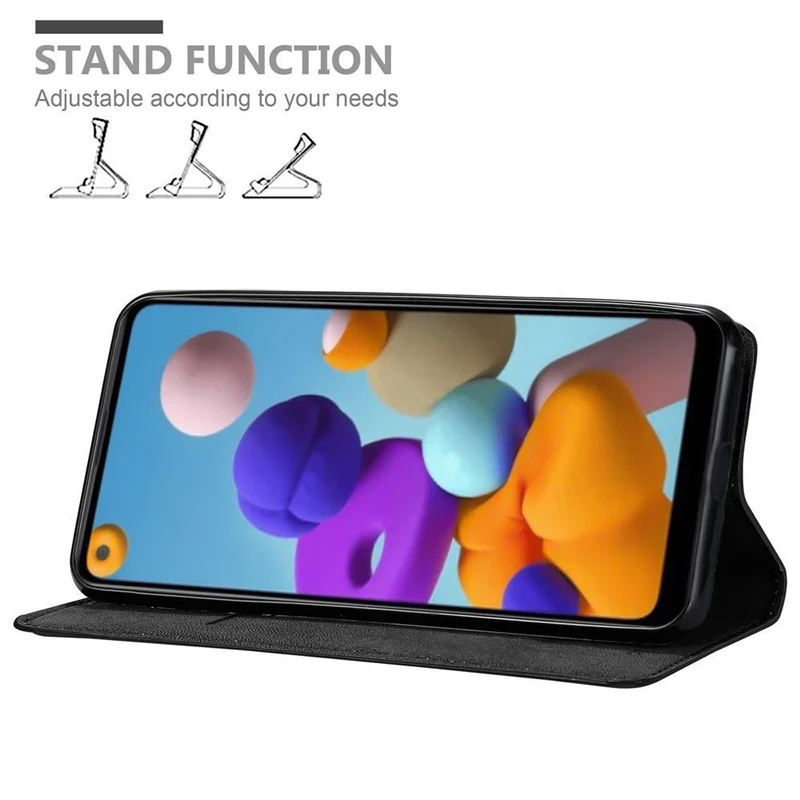 Cadorabo Hülle kompatibel mit Samsung Galaxy A21 Schutzhülle mit Magnetverschluss, Standfunktion und Kartenfach