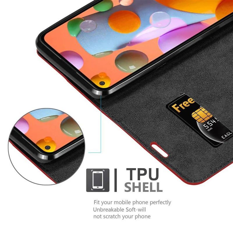 Cadorabo Hülle kompatibel mit Samsung Galaxy A11 / M11 Schutzhülle mit Magnetverschluss, Standfunktion und Kartenfach