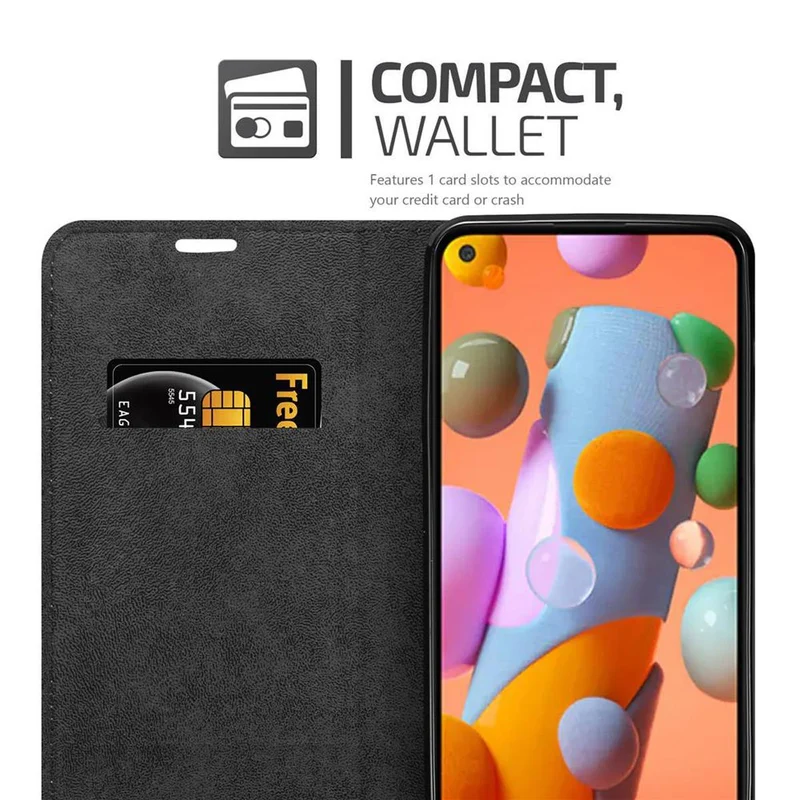 Cadorabo Hülle kompatibel mit Samsung Galaxy A11 / M11 Schutzhülle mit Magnetverschluss, Standfunktion und Kartenfach