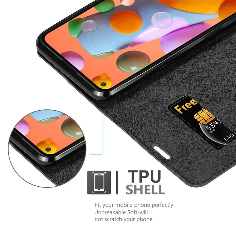 Cadorabo Hülle kompatibel mit Samsung Galaxy A11 / M11 Schutzhülle mit Magnetverschluss, Standfunktion und Kartenfach
