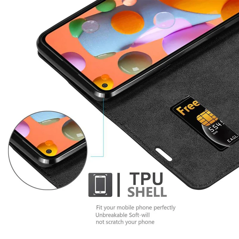Cadorabo Hülle kompatibel mit Samsung Galaxy A11 / M11 Schutzhülle mit Magnetverschluss, Standfunktion und Kartenfach