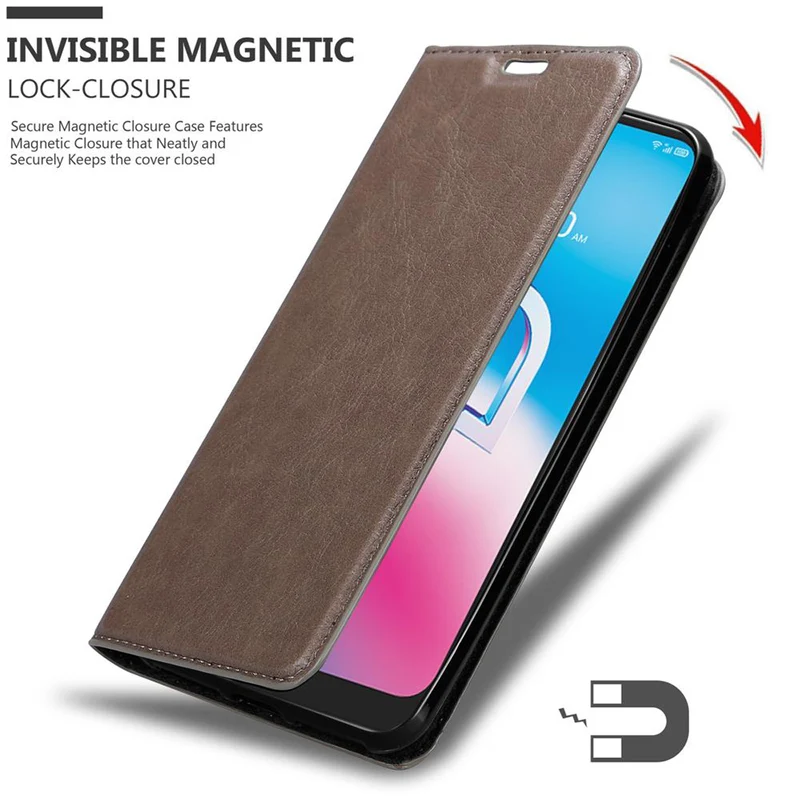 Cadorabo Hülle kompatibel mit Alcatel 3L 2020 Schutzhülle mit Magnetverschluss, Standfunktion und Kartenfach