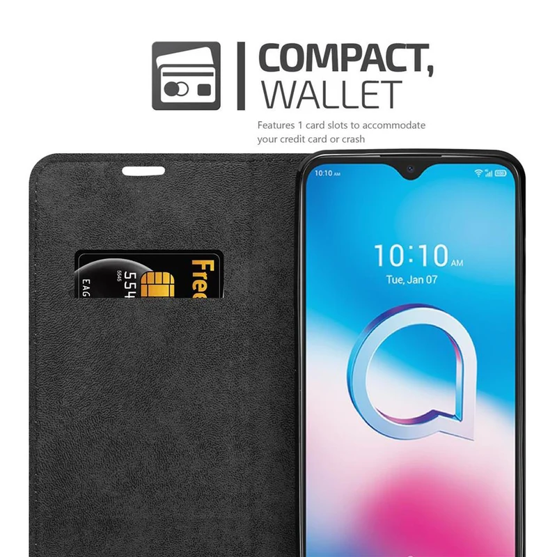 Cadorabo Hülle kompatibel mit Alcatel 3L 2020 Schutzhülle mit Magnetverschluss, Standfunktion und Kartenfach