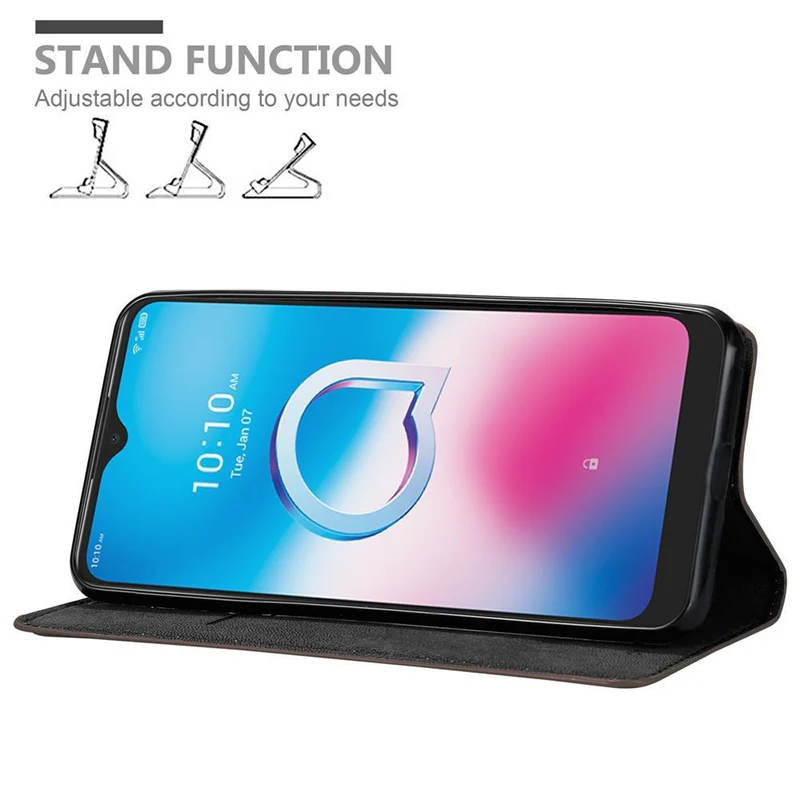 Cadorabo Hülle kompatibel mit Alcatel 3L 2020 Schutzhülle mit Magnetverschluss, Standfunktion und Kartenfach