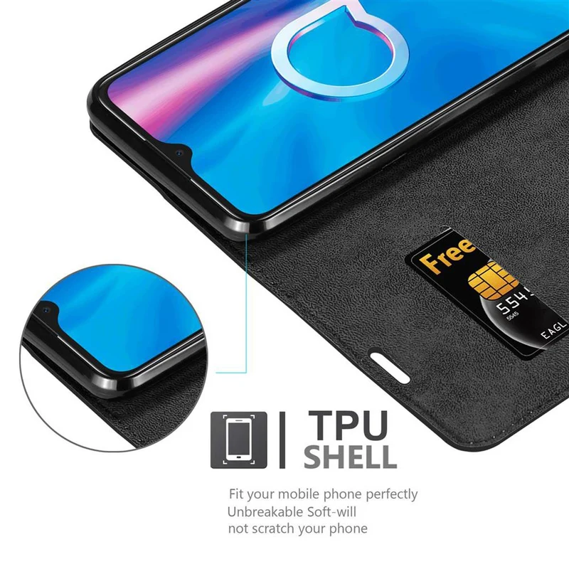 Cadorabo Hülle kompatibel mit Alcatel 1S 2020 Schutzhülle mit Magnetverschluss, Standfunktion und Kartenfach