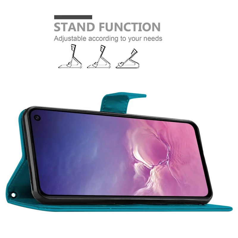 Cadorabo Hülle kompatibel mit Samsung Galaxy S10e Schutzhülle im Blumen Design mit Magnetverschluss, Standfunktion und Kartenfächern
