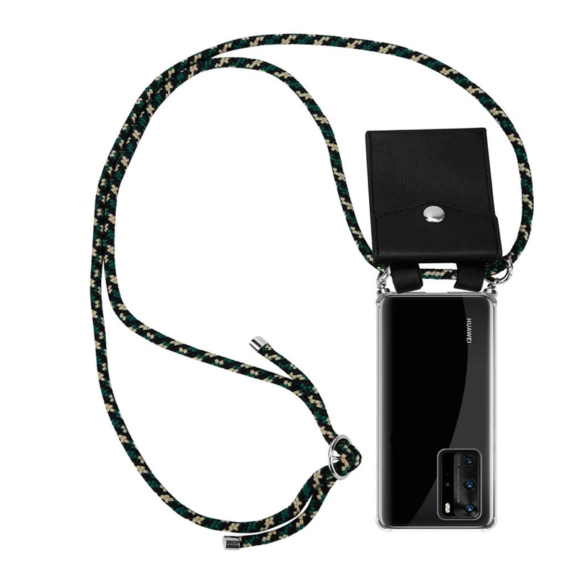Cadorabo Handy Kette kompatibel mit Huawei P40 PRO / P40 PRO+ Silikon Schutzhülle mit Silbernen Ringen, Kordel Band und abnehmbarem Etui