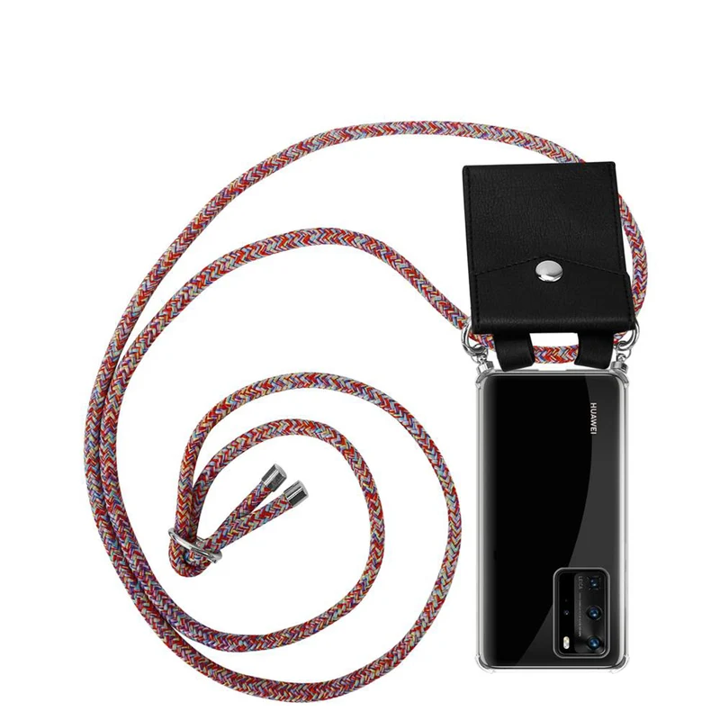 Cadorabo Handy Kette kompatibel mit Huawei P40 PRO / P40 PRO+ Silikon Schutzhülle mit Silbernen Ringen, Kordel Band und abnehmbarem Etui