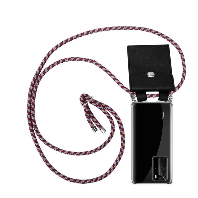Cadorabo Handy Kette kompatibel mit Huawei P40 PRO / P40 PRO+ Silikon Schutzhülle mit Silbernen Ringen, Kordel Band und abnehmbarem Etui