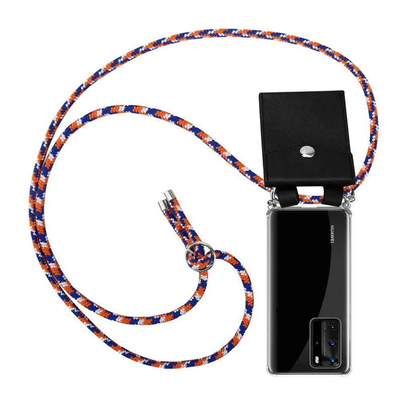Cadorabo Handy Kette kompatibel mit Huawei P40 PRO / P40 PRO+ Silikon Schutzhülle mit Silbernen Ringen, Kordel Band und abnehmbarem Etui