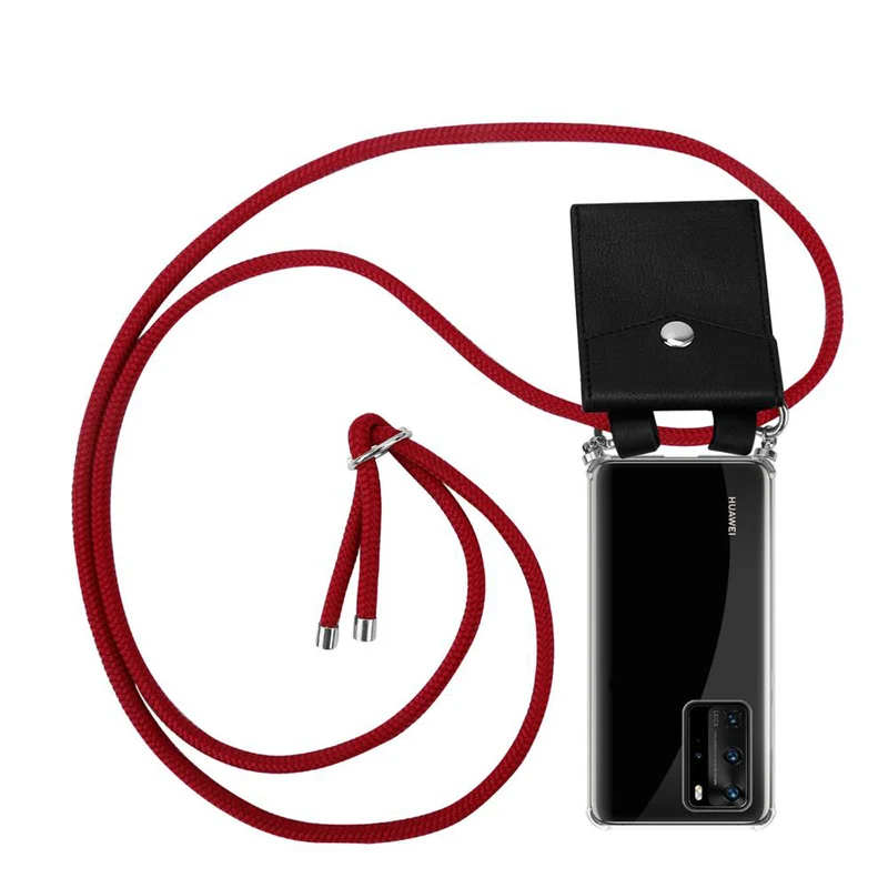Cadorabo Handy Kette kompatibel mit Huawei P40 PRO / P40 PRO+ Silikon Schutzhülle mit Silbernen Ringen, Kordel Band und abnehmbarem Etui
