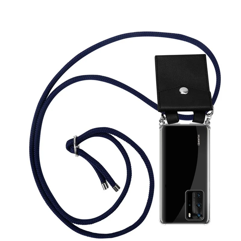 Cadorabo Handy Kette kompatibel mit Huawei P40 PRO / P40 PRO+ Silikon Schutzhülle mit Silbernen Ringen, Kordel Band und abnehmbarem Etui