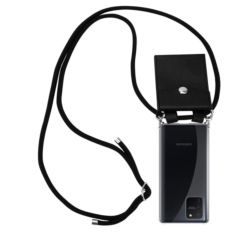 Cadorabo Handy Kette kompatibel mit Samsung Galaxy A91 / S10 LITE / M80s Silikon Schutzhülle mit Silbernen Ringen, Kordel Band und abnehmbarem Etui