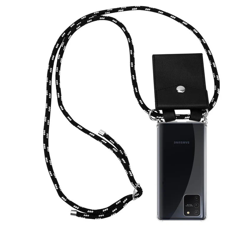 Cadorabo Handy Kette kompatibel mit Samsung Galaxy A91 / S10 LITE / M80s Silikon Schutzhülle mit Silbernen Ringen, Kordel Band und abnehmbarem Etui