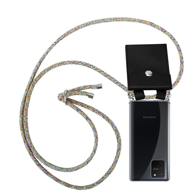Cadorabo Handy Kette kompatibel mit Samsung Galaxy A91 / S10 LITE / M80s Silikon Schutzhülle mit Silbernen Ringen, Kordel Band und abnehmbarem Etui