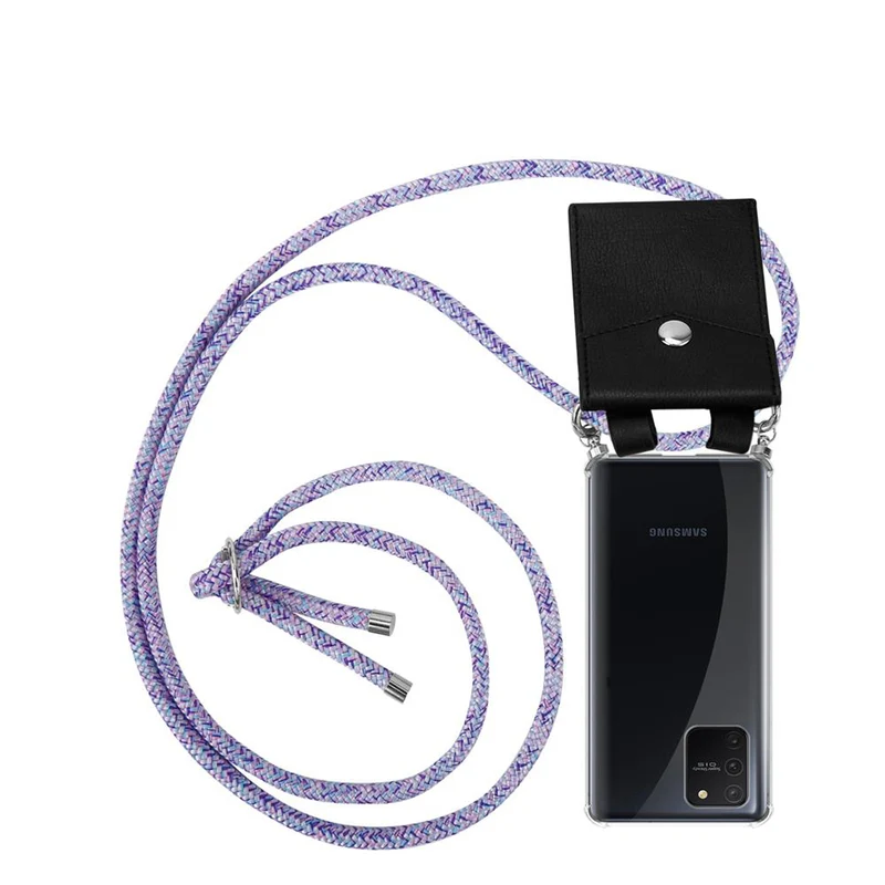 Cadorabo Handy Kette kompatibel mit Samsung Galaxy A91 / S10 LITE / M80s Silikon Schutzhülle mit Silbernen Ringen, Kordel Band und abnehmbarem Etui