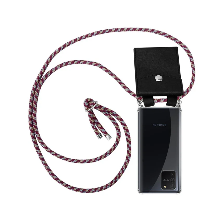 Cadorabo Handy Kette kompatibel mit Samsung Galaxy A91 / S10 LITE / M80s Silikon Schutzhülle mit Silbernen Ringen, Kordel Band und abnehmbarem Etui