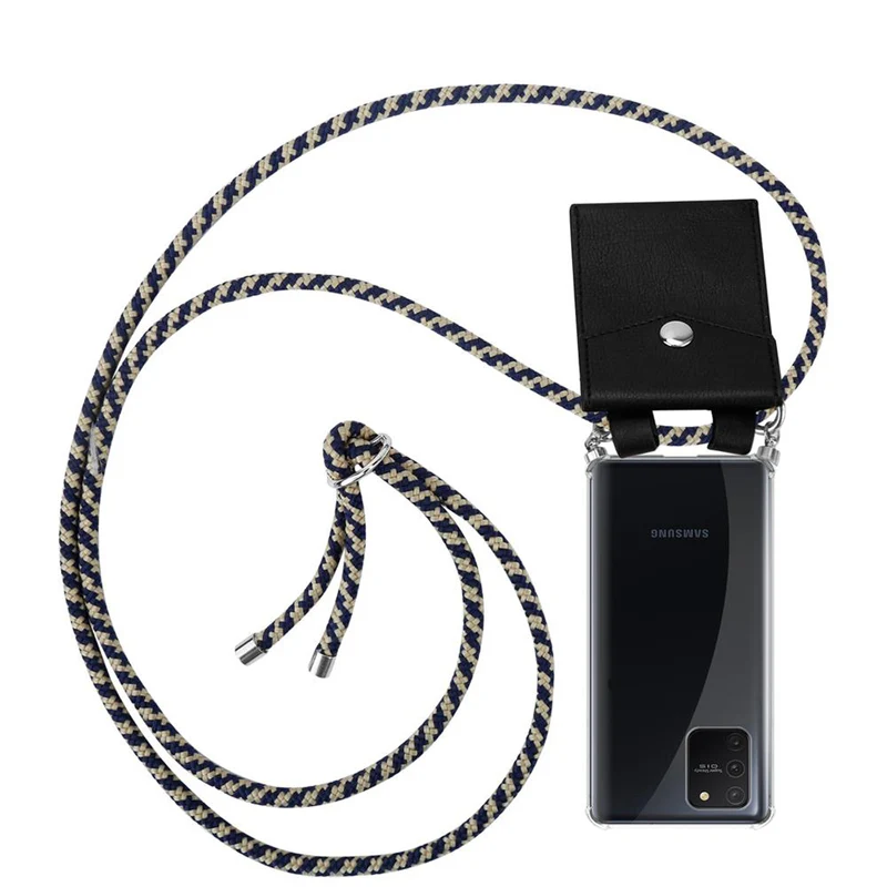 Cadorabo Handy Kette kompatibel mit Samsung Galaxy A91 / S10 LITE / M80s Silikon Schutzhülle mit Silbernen Ringen, Kordel Band und abnehmbarem Etui