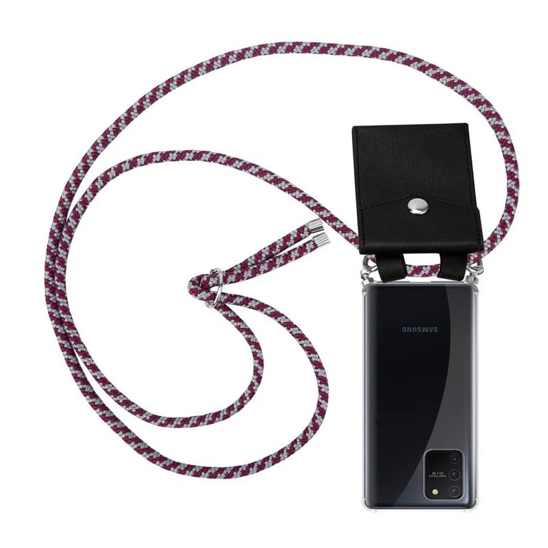 Cadorabo Handy Kette kompatibel mit Samsung Galaxy A91 / S10 LITE / M80s Silikon Schutzhülle mit Silbernen Ringen, Kordel Band und abnehmbarem Etui