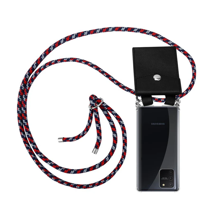 Cadorabo Handy Kette kompatibel mit Samsung Galaxy A91 / S10 LITE / M80s Silikon Schutzhülle mit Silbernen Ringen, Kordel Band und abnehmbarem Etui