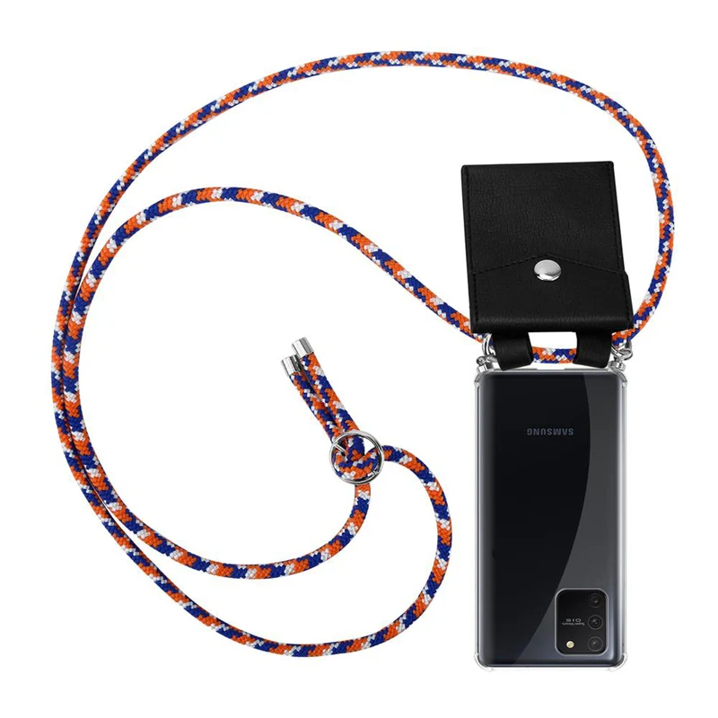 Cadorabo Handy Kette kompatibel mit Samsung Galaxy A91 / S10 LITE / M80s Silikon Schutzhülle mit Silbernen Ringen, Kordel Band und abnehmbarem Etui