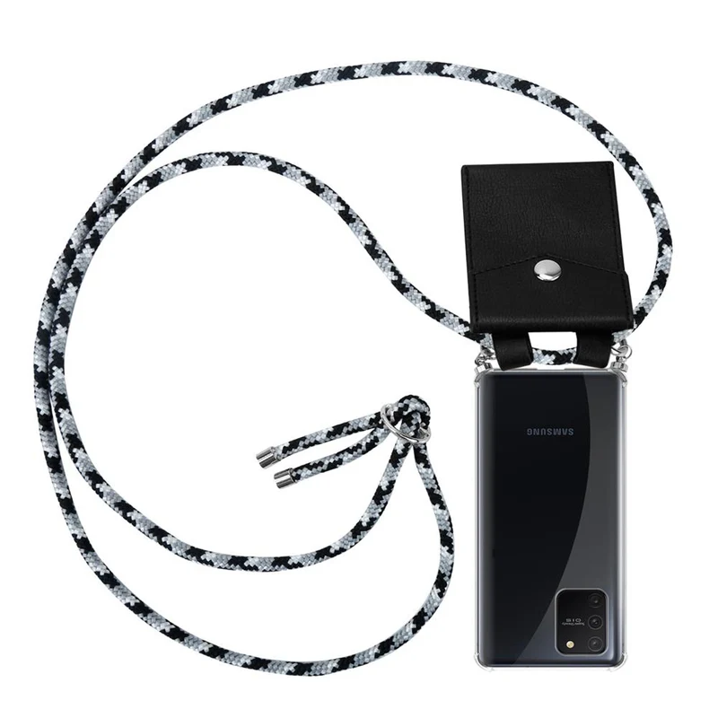 Cadorabo Handy Kette kompatibel mit Samsung Galaxy A91 / S10 LITE / M80s Silikon Schutzhülle mit Silbernen Ringen, Kordel Band und abnehmbarem Etui