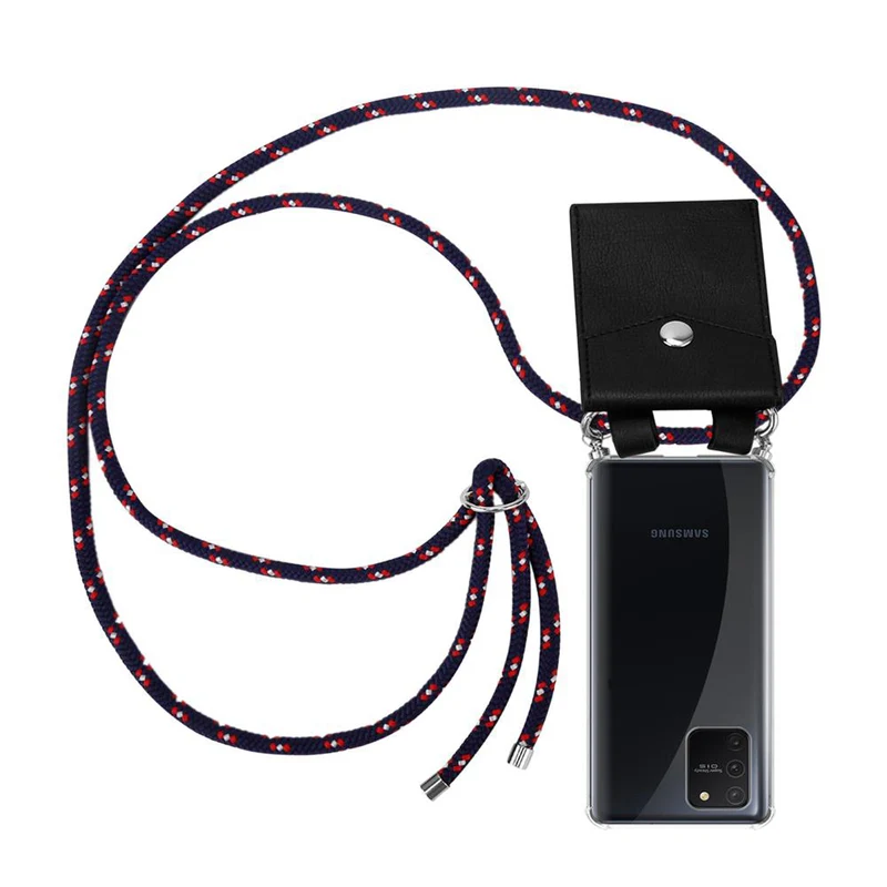 Cadorabo Handy Kette kompatibel mit Samsung Galaxy A91 / S10 LITE / M80s Silikon Schutzhülle mit Silbernen Ringen, Kordel Band und abnehmbarem Etui