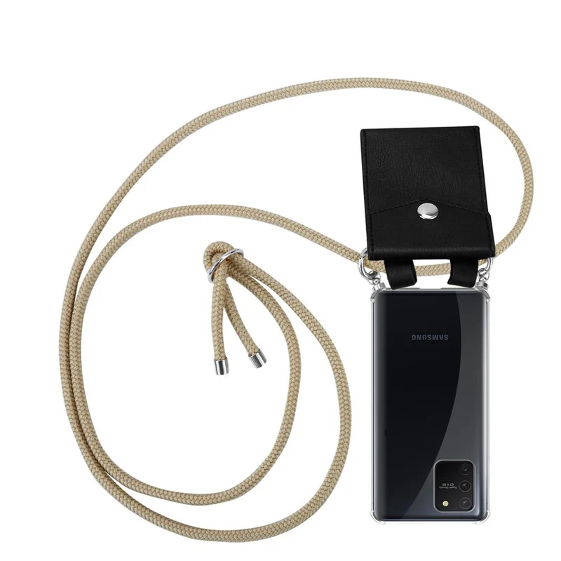 Cadorabo Handy Kette kompatibel mit Samsung Galaxy A91 / S10 LITE / M80s Silikon Schutzhülle mit Silbernen Ringen, Kordel Band und abnehmbarem Etui