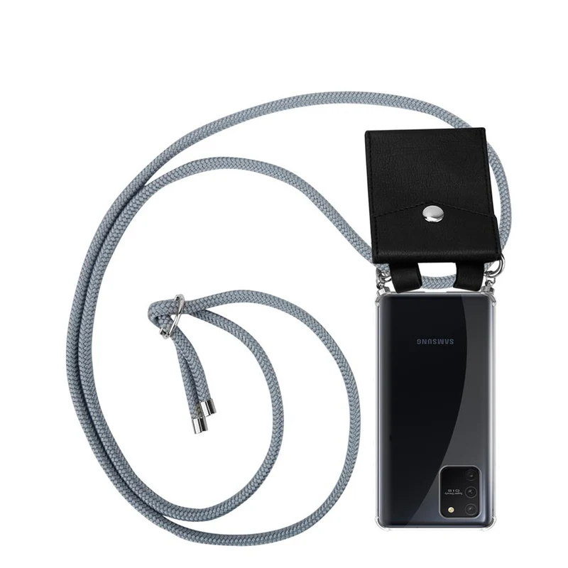 Cadorabo Handy Kette kompatibel mit Samsung Galaxy A91 / S10 LITE / M80s Silikon Schutzhülle mit Silbernen Ringen, Kordel Band und abnehmbarem Etui