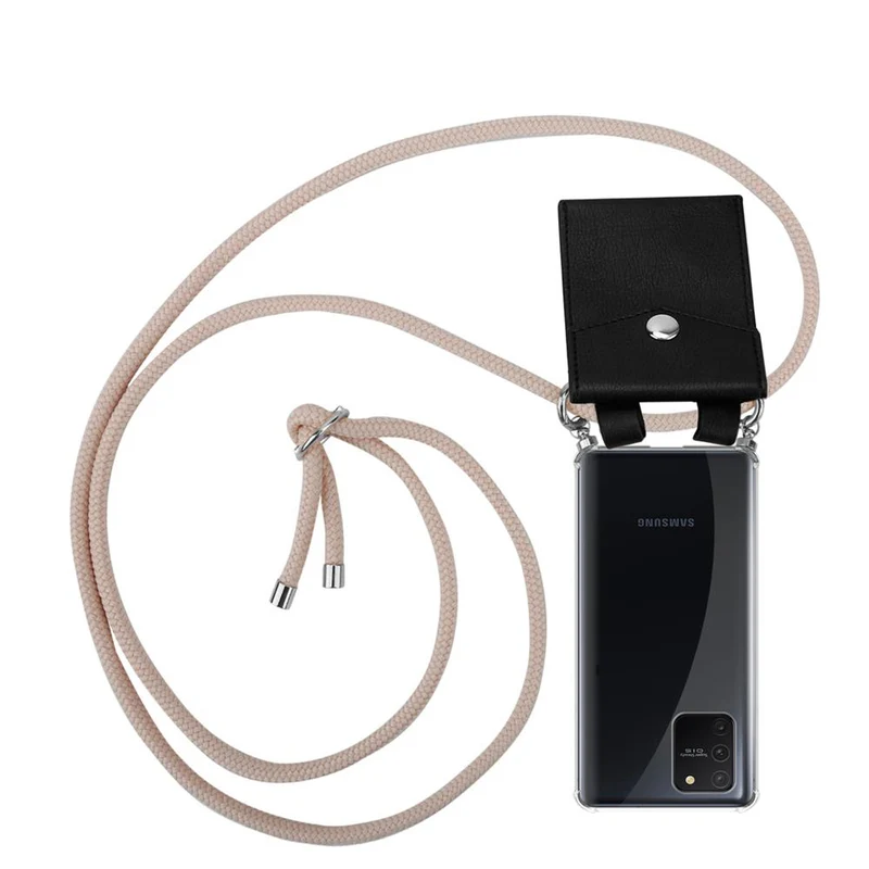 Cadorabo Handy Kette kompatibel mit Samsung Galaxy A91 / S10 LITE / M80s Silikon Schutzhülle mit Silbernen Ringen, Kordel Band und abnehmbarem Etui