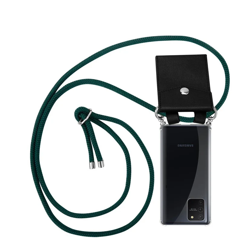 Cadorabo Handy Kette kompatibel mit Samsung Galaxy A91 / S10 LITE / M80s Silikon Schutzhülle mit Silbernen Ringen, Kordel Band und abnehmbarem Etui