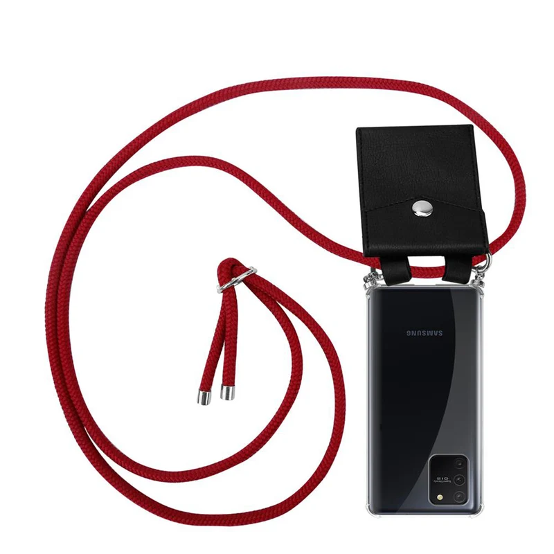 Cadorabo Handy Kette kompatibel mit Samsung Galaxy A91 / S10 LITE / M80s Silikon Schutzhülle mit Silbernen Ringen, Kordel Band und abnehmbarem Etui
