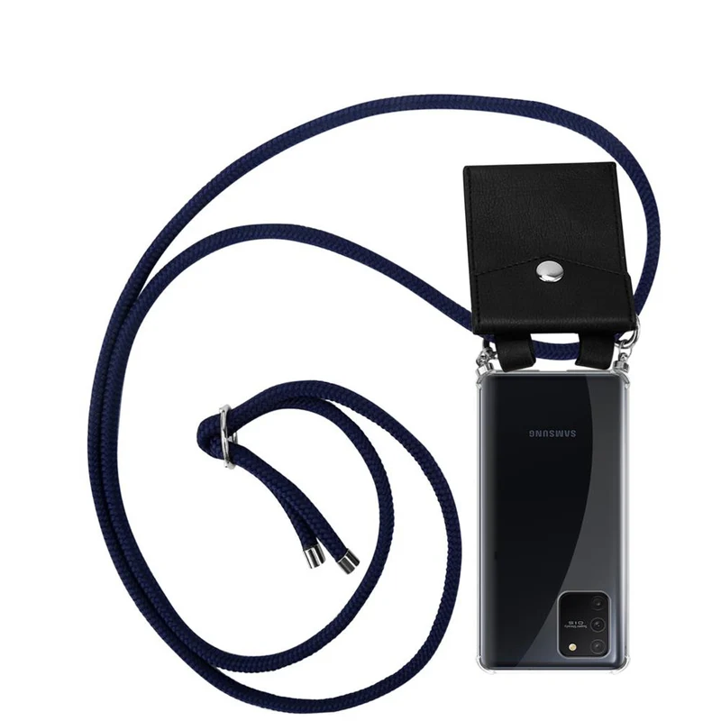 Cadorabo Handy Kette kompatibel mit Samsung Galaxy A91 / S10 LITE / M80s Silikon Schutzhülle mit Silbernen Ringen, Kordel Band und abnehmbarem Etui
