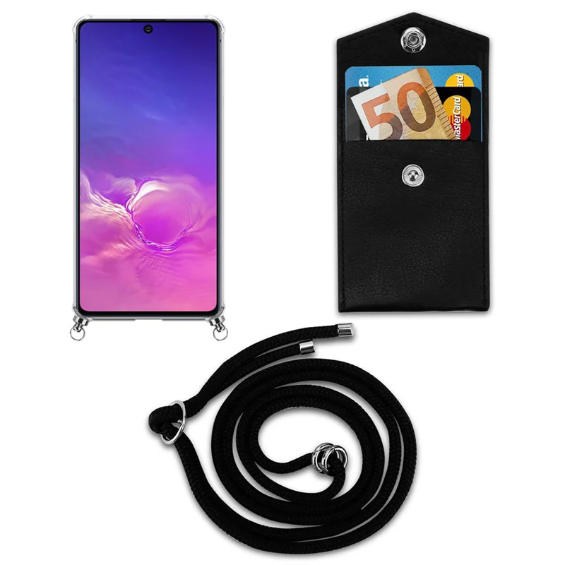 Cadorabo Handy Kette kompatibel mit Samsung Galaxy A91 / S10 LITE / M80s Silikon Schutzhülle mit Silbernen Ringen, Kordel Band und abnehmbarem Etui