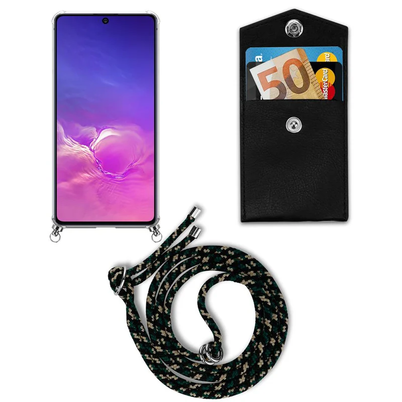 Cadorabo Handy Kette kompatibel mit Samsung Galaxy A91 / S10 LITE / M80s Silikon Schutzhülle mit Silbernen Ringen, Kordel Band und abnehmbarem Etui