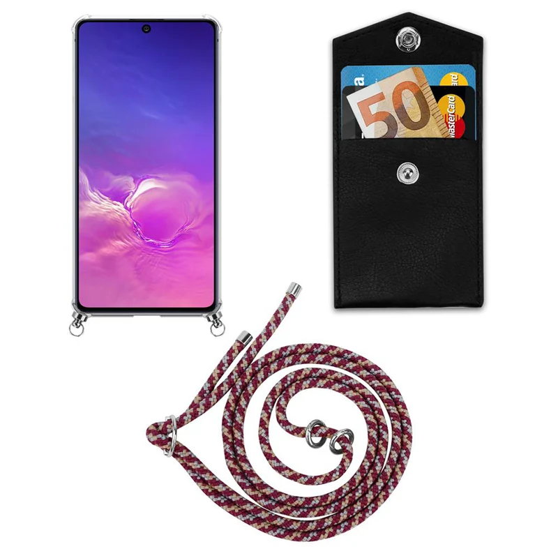 Cadorabo Handy Kette kompatibel mit Samsung Galaxy A91 / S10 LITE / M80s Silikon Schutzhülle mit Silbernen Ringen, Kordel Band und abnehmbarem Etui