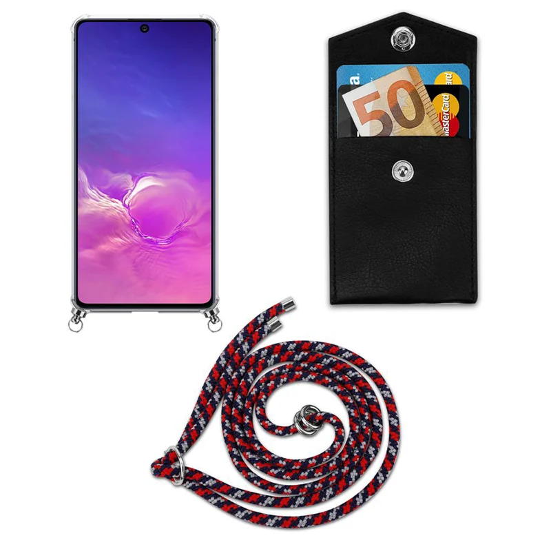 Cadorabo Handy Kette kompatibel mit Samsung Galaxy A91 / S10 LITE / M80s Silikon Schutzhülle mit Silbernen Ringen, Kordel Band und abnehmbarem Etui