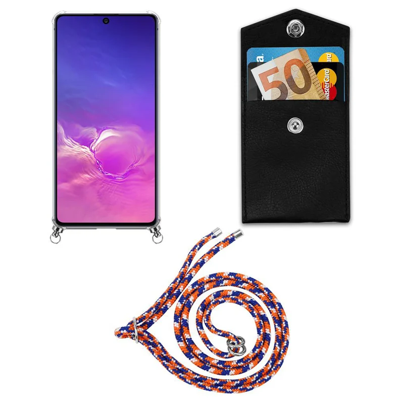 Cadorabo Handy Kette kompatibel mit Samsung Galaxy A91 / S10 LITE / M80s Silikon Schutzhülle mit Silbernen Ringen, Kordel Band und abnehmbarem Etui