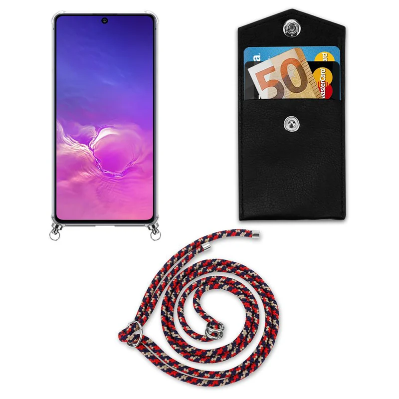 Cadorabo Handy Kette kompatibel mit Samsung Galaxy A91 / S10 LITE / M80s Silikon Schutzhülle mit Silbernen Ringen, Kordel Band und abnehmbarem Etui