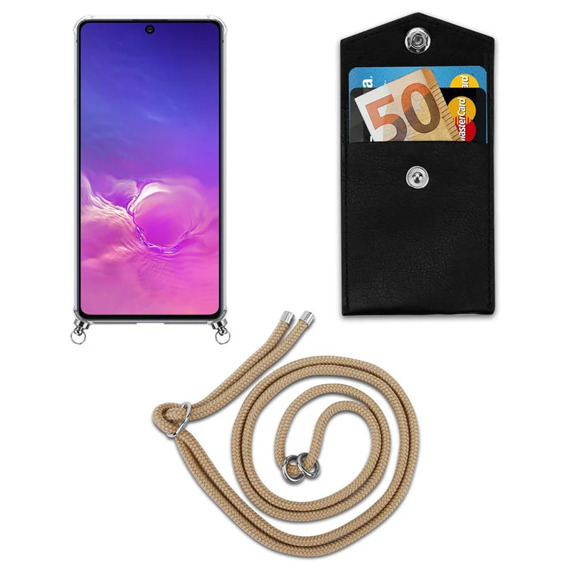 Cadorabo Handy Kette kompatibel mit Samsung Galaxy A91 / S10 LITE / M80s Silikon Schutzhülle mit Silbernen Ringen, Kordel Band und abnehmbarem Etui
