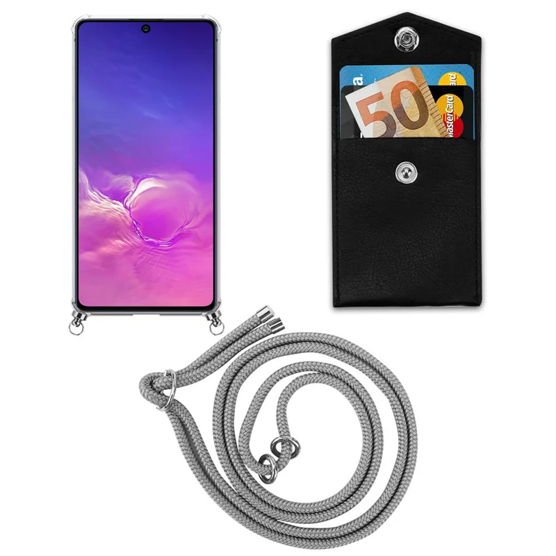 Cadorabo Handy Kette kompatibel mit Samsung Galaxy A91 / S10 LITE / M80s Silikon Schutzhülle mit Silbernen Ringen, Kordel Band und abnehmbarem Etui
