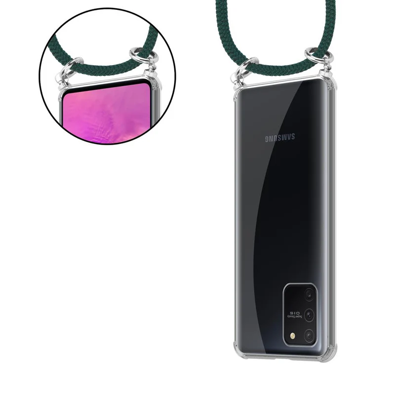 Cadorabo Handy Kette kompatibel mit Samsung Galaxy A91 / S10 LITE / M80s Silikon Schutzhülle mit Silbernen Ringen, Kordel Band und abnehmbarem Etui