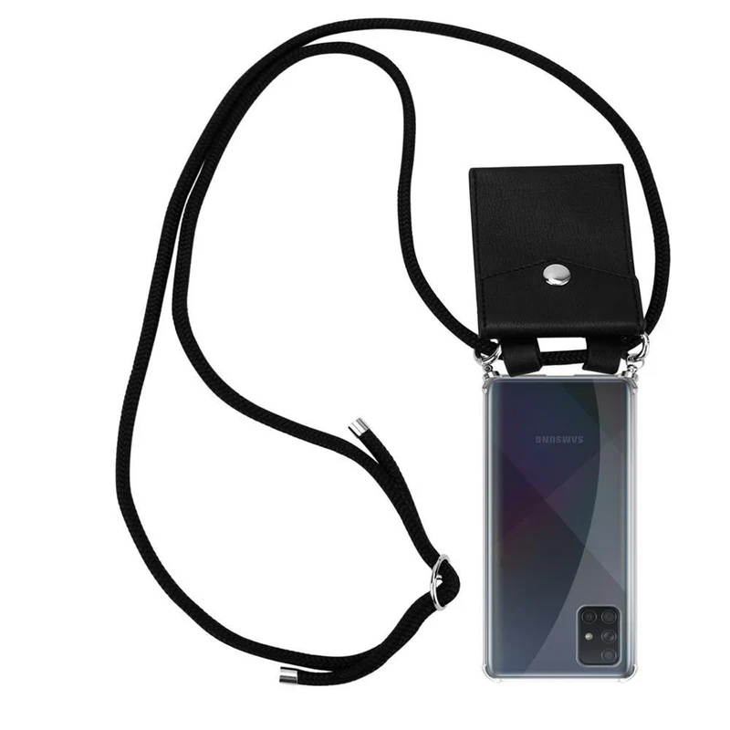 Cadorabo Handy Kette kompatibel mit Samsung Galaxy A71 4G Silikon Schutzhülle mit Silbernen Ringen, Kordel Band und abnehmbarem Etui