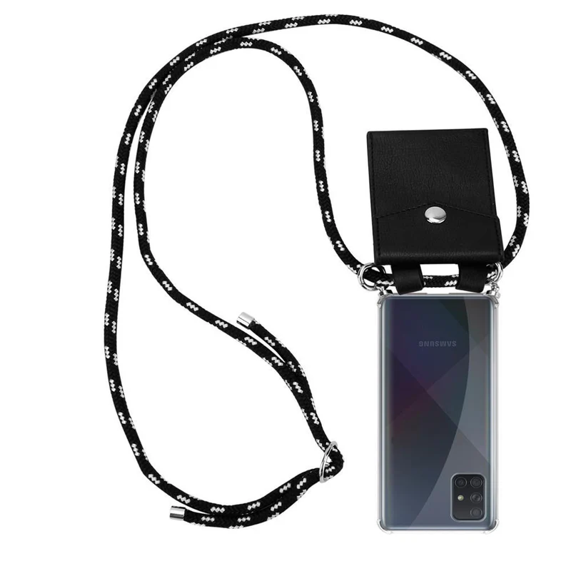 Cadorabo Handy Kette kompatibel mit Samsung Galaxy A71 4G Silikon Schutzhülle mit Silbernen Ringen, Kordel Band und abnehmbarem Etui