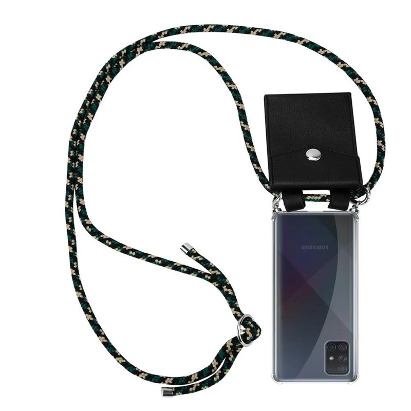 Cadorabo Handy Kette kompatibel mit Samsung Galaxy A71 4G Silikon Schutzhülle mit Silbernen Ringen, Kordel Band und abnehmbarem Etui