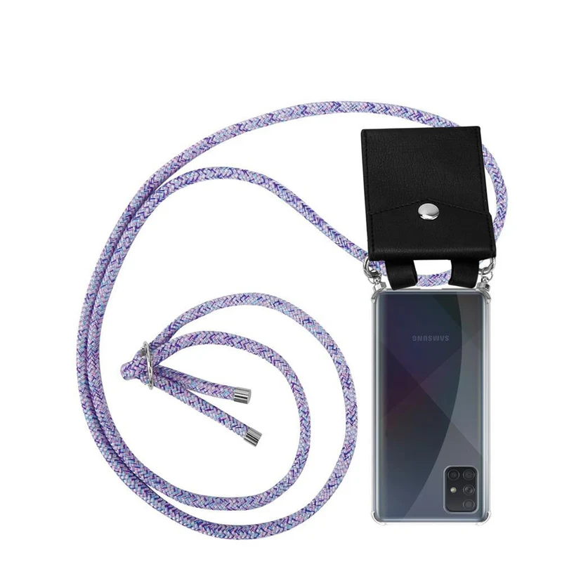 Cadorabo Handy Kette kompatibel mit Samsung Galaxy A71 4G Silikon Schutzhülle mit Silbernen Ringen, Kordel Band und abnehmbarem Etui