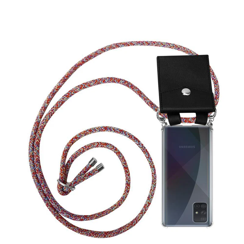 Cadorabo Handy Kette kompatibel mit Samsung Galaxy A71 4G Silikon Schutzhülle mit Silbernen Ringen, Kordel Band und abnehmbarem Etui