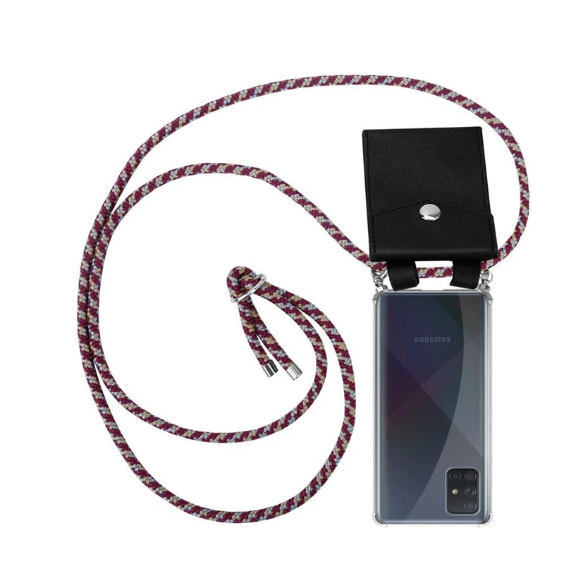 Cadorabo Handy Kette kompatibel mit Samsung Galaxy A71 4G Silikon Schutzhülle mit Silbernen Ringen, Kordel Band und abnehmbarem Etui