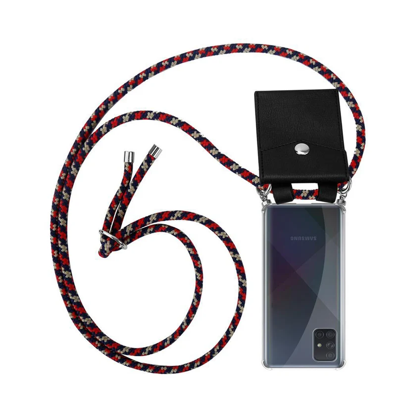 Cadorabo Handy Kette kompatibel mit Samsung Galaxy A71 4G Silikon Schutzhülle mit Silbernen Ringen, Kordel Band und abnehmbarem Etui
